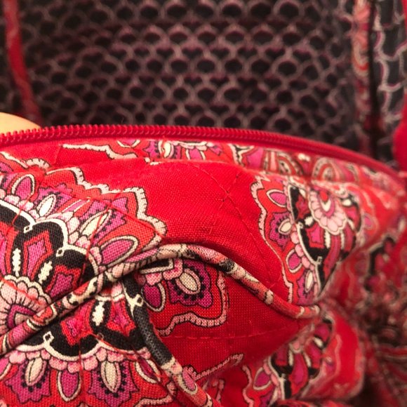 Vera Bradley red backpack, full length zip main image 9